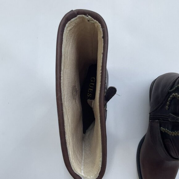 Guess Women’s Esperanza Western Studded Leather Boots In Brown Size 5.5 - Picture 11 of 16